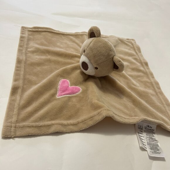 Baby Essentials Brown bear Plush Pink Heart Lovey Security Blanket - Picture 3 of 12